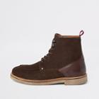 River Island Mens Suede Apron Toe Lace-up Boots