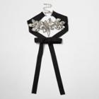 River Island Womens Floral Rhinestone Grosgrain Bolo Choker