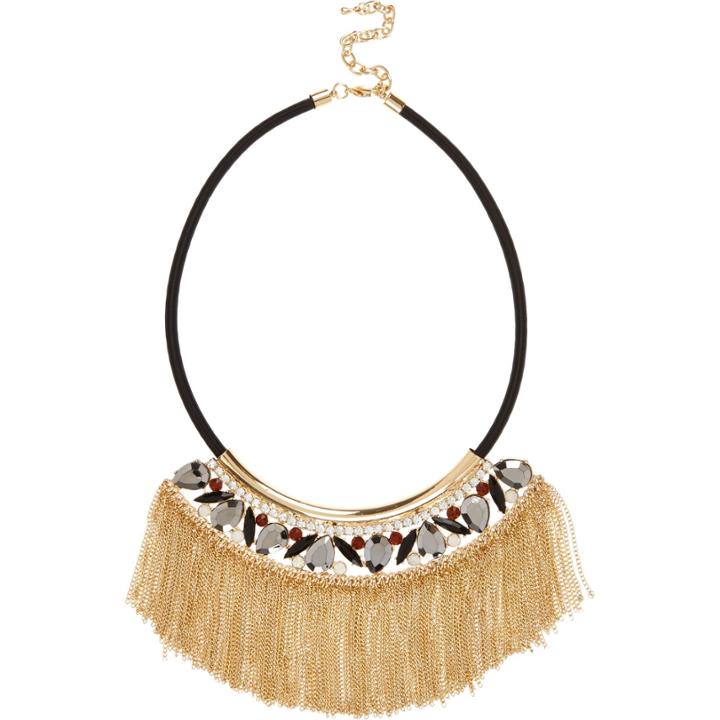 River Island Womens Fringed Embellished Statement Necklace