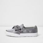 River Island Womens Satin Bow Front Slip On Plimsolls