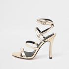 River Island Womens Gold Strappy Skinny Heel Sandals