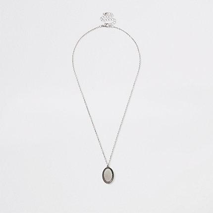 River Island Mens Silver Tone Oval Necklace