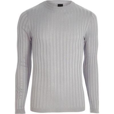 River Island Mens Rib Knit Muscle Fit Jumper
