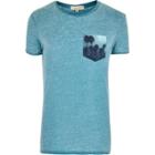 River Island Mensturquoise Chest Print T-shirt