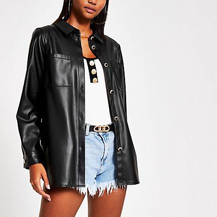 River Island Womens Faux Leather Over Shirt