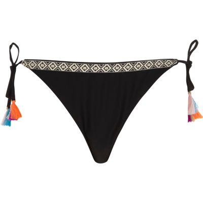 River Island Womens Tassel Trim Tie Side Bikini Bottoms