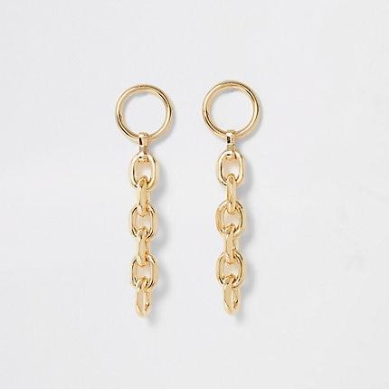 River Island Womens Gold Color Chain Drop Earrings