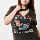 River Island Womens Plus Acid Wash Choker Band T-shirt