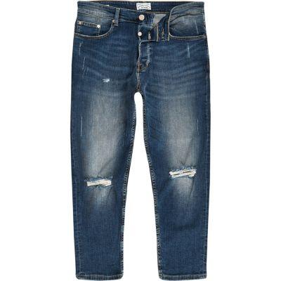 River Island Mens Only And Sons Rip Cropped Anti Fit Jeans
