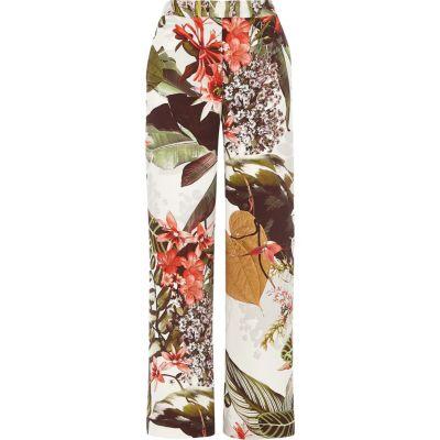 River Island Womens Tropical Print Wide Leg Pants