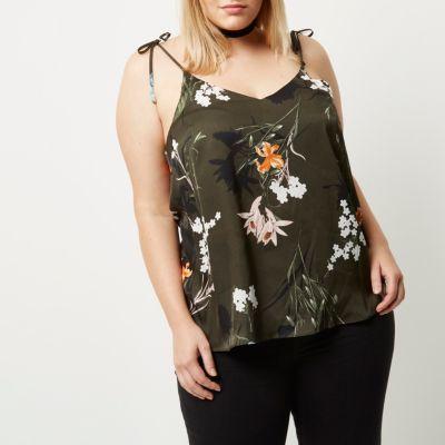 River Island Womens Plus Floral Print Bow Cami
