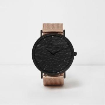 River Island Womens Rose Gold Plated Mesh Abbott Lyon Watch
