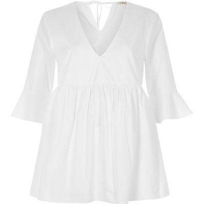 River Island Womens White Tie Back Smock Top