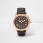 River Island Mens Rose Gold Tone Contrast Watch