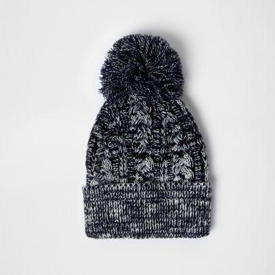 River Island Mensnavy Twist Knit Bobble Hat