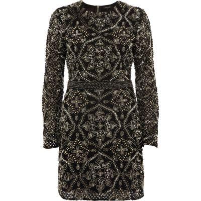 River Island Womens Sequin Embellished Bodycon Mini Dress