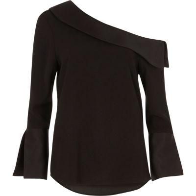 River Island Womens One Shoulder Flared Long Sleeve Top