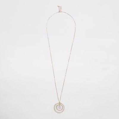 River Island Womens Gold Tone Circle Cubic Zirconia Necklace
