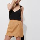 River Island Womens Petite Faux Suede Scallop Hem Mini Skirt