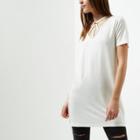 River Island Womens Petite White Harness Neck Oversized T-shirt