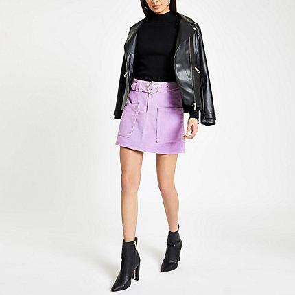 River Island Womens Belted Cord Mini Skirt