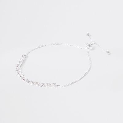 River Island Womens White Silver Tone Diamante Box Necklace