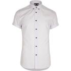 River Island Mens White Casual Slim Fit Short Sleeve Shirt