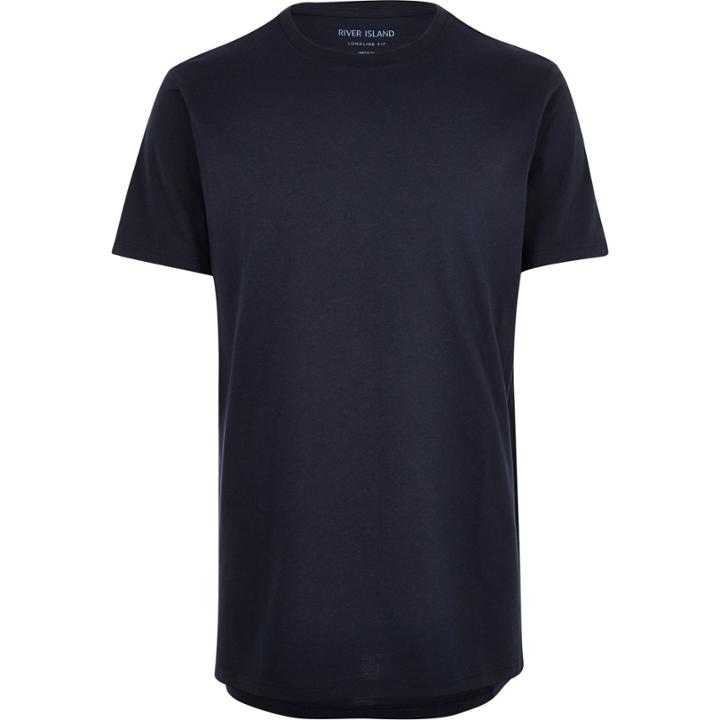 River Island Mensnavy Longline T-shirt