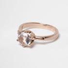 River Island Womens Rose Gold Tone Crystal Ring
