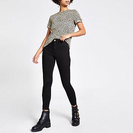 River Island Womens Leopard Print Short Sleeve T-shirt