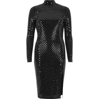 River Island Womens Metallic Turtleneck Midi Dress