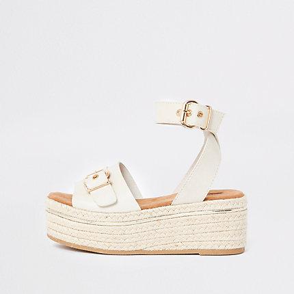 River Island Womens White Espdarille Flatform Sandals