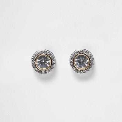 River Island Womens Silver Tone Rhinestone Stud Earrings