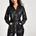 River Island Womens Faux Leather Long Sleeve Belted Shirt