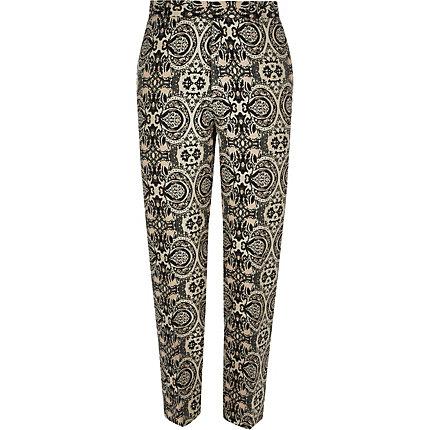 River Island Mens Print Skinny Crop Smart Trousers