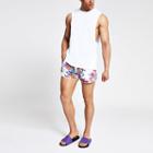 River Island Mens White Floral Runner Swim Shorts