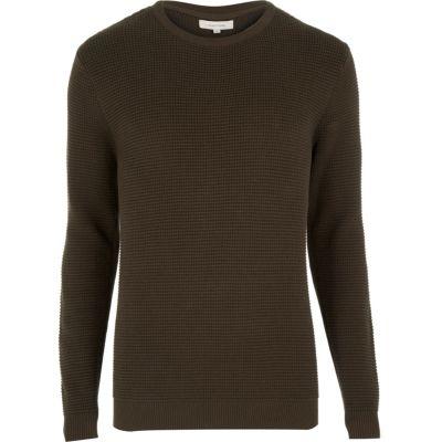 River Island Mens Waffle Long Sleeve Top