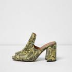 River Island Womens Leather Snakeskin Print Stud Mules
