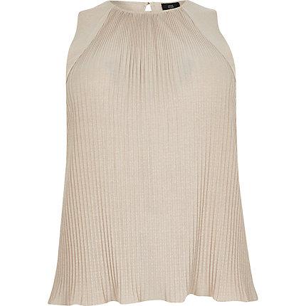 River Island Womens Plus Gold Pleatedk Top