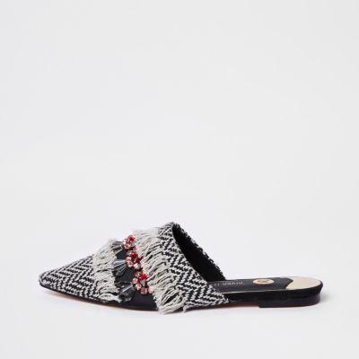 River Island Womens Fringe Embellished Back Loafer