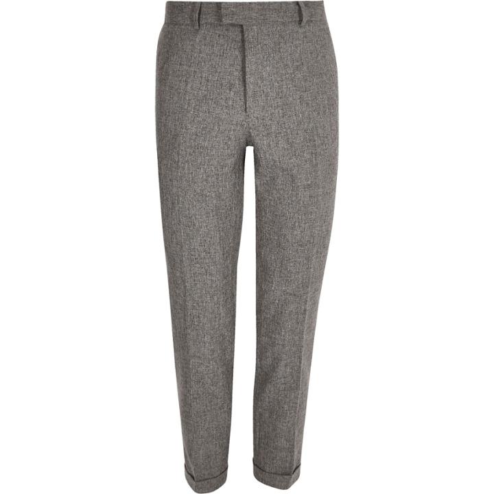River Island Mensgrey Melange Slim Trousers