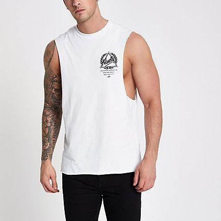 River Island Mens White 'ninety'k Tank