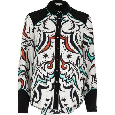 River Island Womens Western Print Panel Shirt