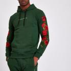 River Island Mens Criminal Damage Rose Embroidered Hoodie