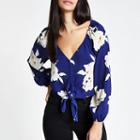 River Island Womens Floral Tie Front Crop Top