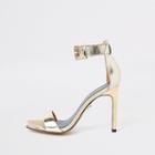 River Island Womens Gold Barely There Square Toe Sandals