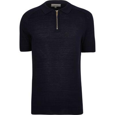 River Island Mens Zip-up Polo Shirt