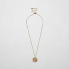 River Island Womens Gold Tone Battered Diamante Disk Necklace