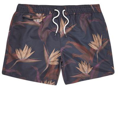 River Island Mens Floral Print Swim Trunks