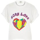 River Island Womens White 'more Love' Heart Print T-shirt